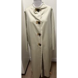 EUC SOLE BY SOLEDAD TWOMBLY Green Kaftan Dress Linen Embroidered - Size L